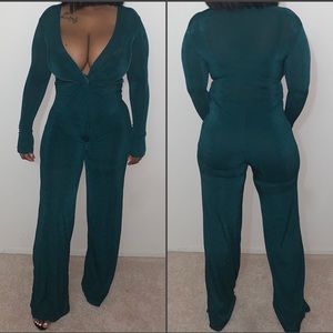 Solid Long Sleeve Front Twist Deep V Neck Set